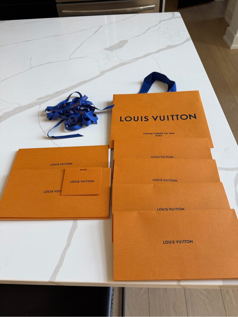 Louis Vuitton shopping bag and receipt holder